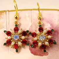 Sparkling Christmas Crystal Poinsettia Earrings, Gorgeous, Hypoallergenic, Lightweight, Fairly Small, Holiday Glamour, Pretty Gift For Her | Etsy (US)
