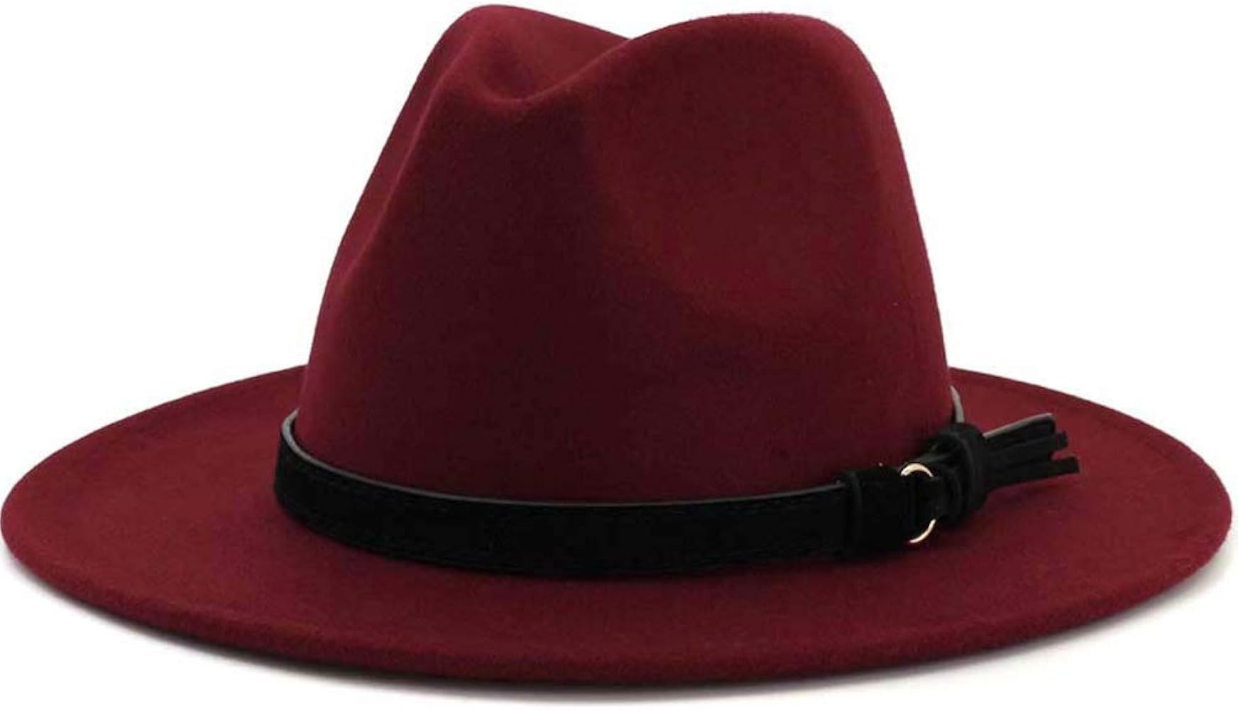 Men & Women Vintage Wide Brim Fedora Hat with Belt Buckle | Amazon (US)