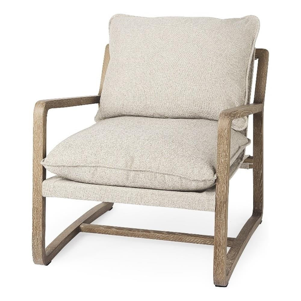 Mercana Brayden Light Brown Wood W/ Beige Fabric Seat Accent Chair | Walmart (US)