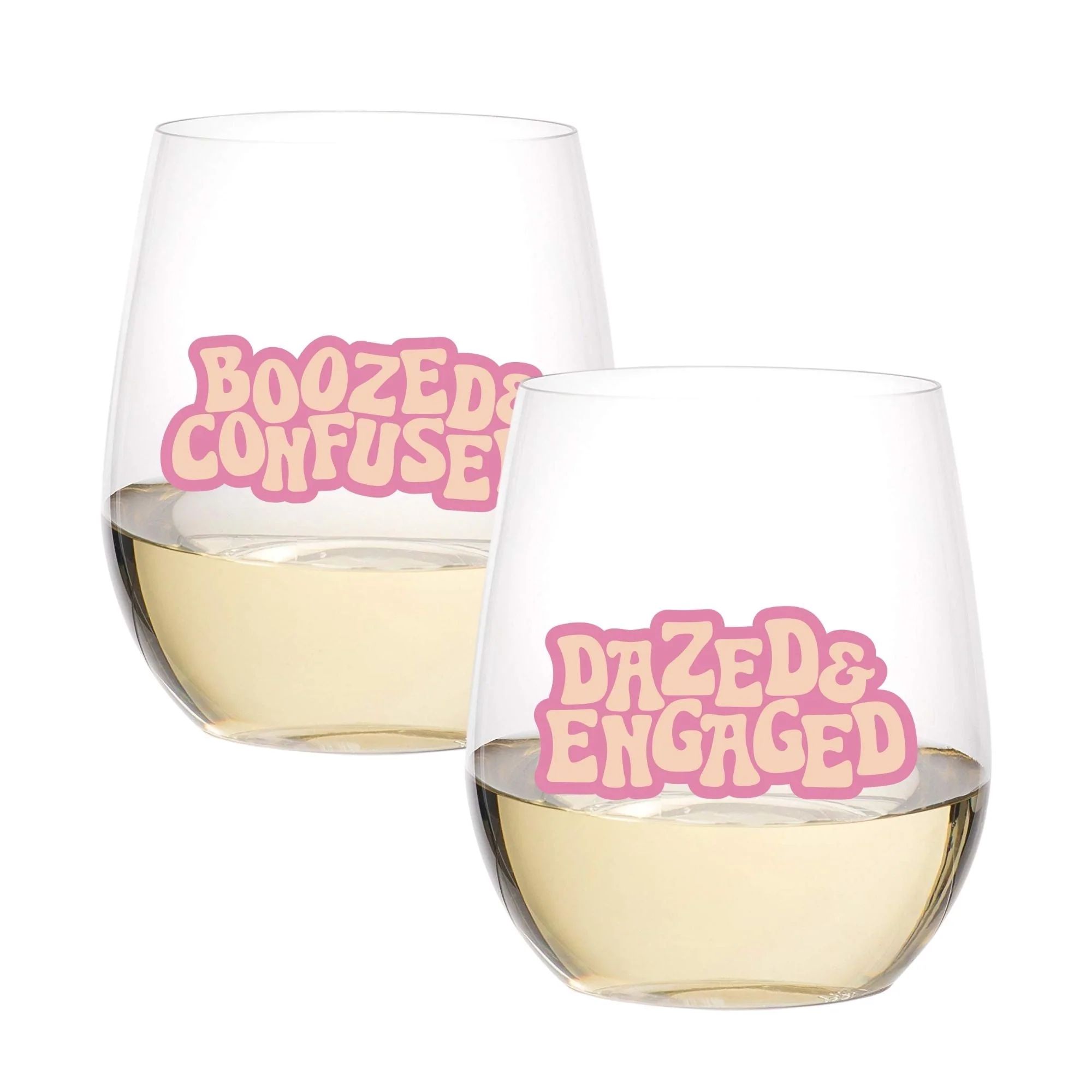 Dazed and Engaged / Boozed and Engaged Stemless Wine Tumbler | Sprinkled With Pink