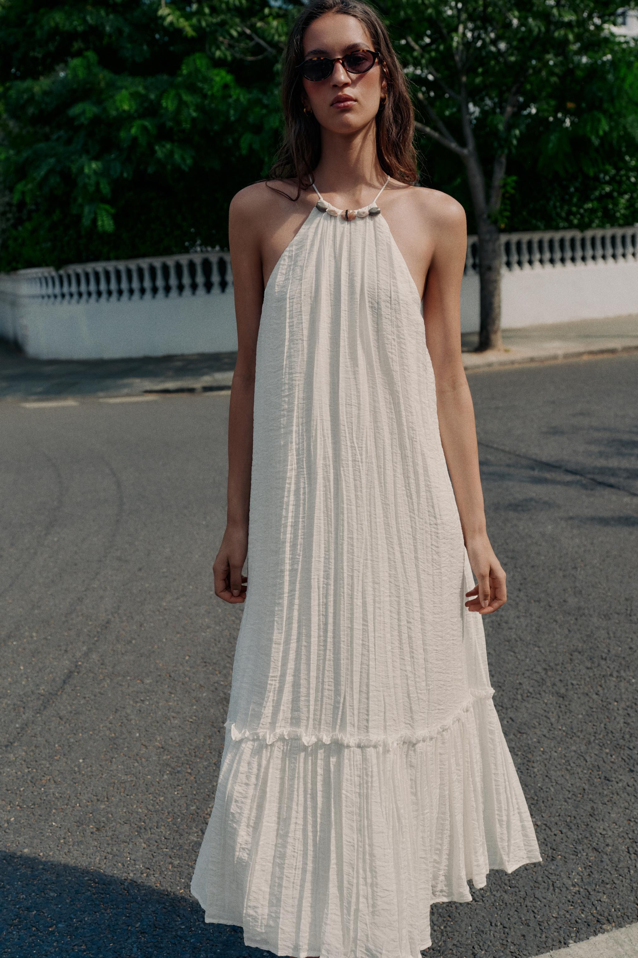 BEADED WRINKLE-EFFECT MIDI DRESS | Zara US