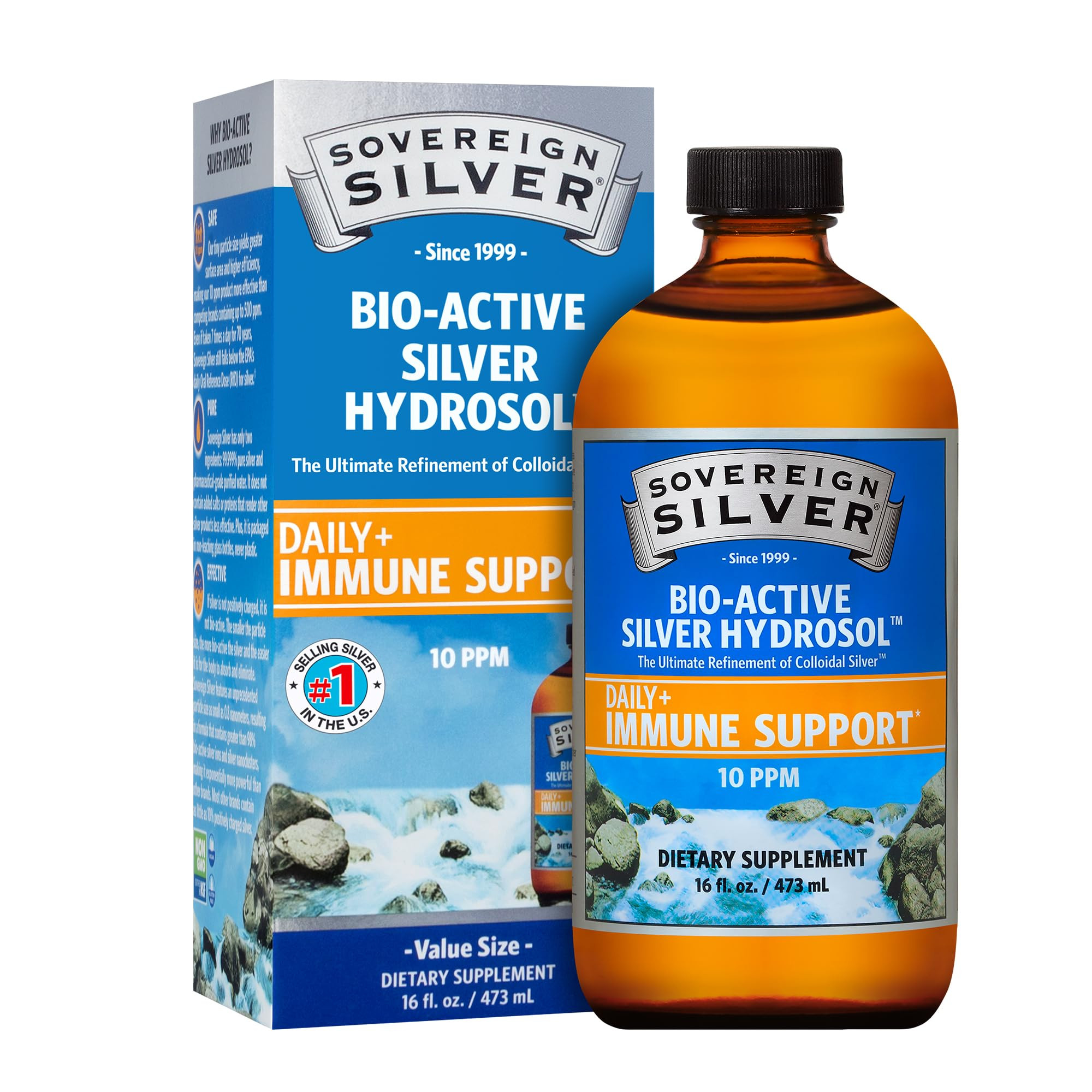 Sovereign Silver Bio-Active Silver Hydrosol for Immune Support - Colloidal Silver Liquid -10 ppm,... | Amazon (US)
