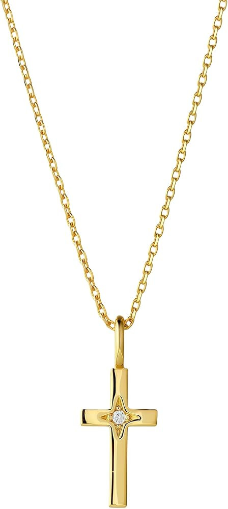 14K Gold Cross Necklace for Women, Dainty Cross Pendant with moissanite,Luxurious Christian Relig... | Amazon (US)
