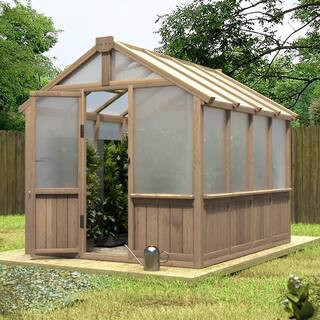 6 ft. x 8 ft. Wooden Greenhouse for Outdoors, Polycarbonate Greenhouse with Roof Vent, Greenhouse for Outside Garden | The Home Depot