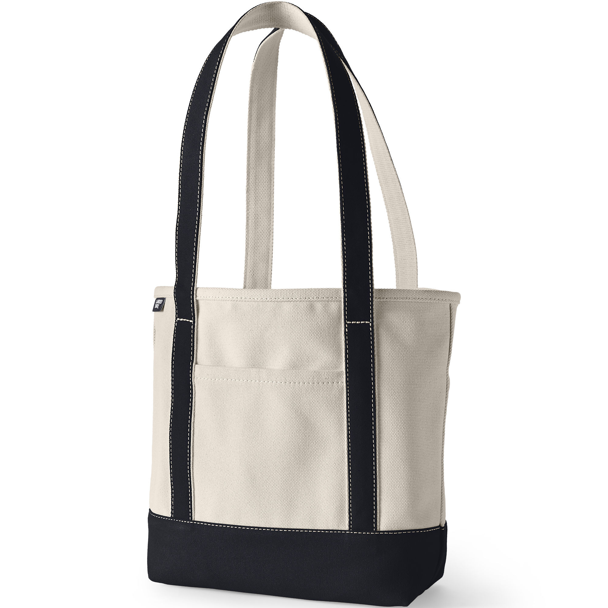 Medium Natural 5 Pocket Open Top Long Handle Canvas Tote Bag | Lands' End (US)