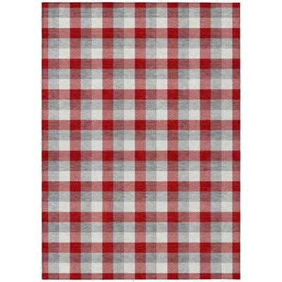 9' X 12' Beige Plaid Washable Indoor Outdoor Area Rug | Wayfair North America