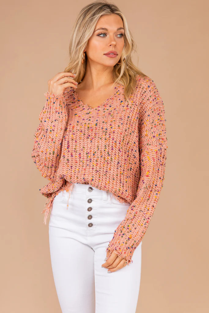 As You Requested Mauve Pink Confetti Sweater | The Mint Julep Boutique