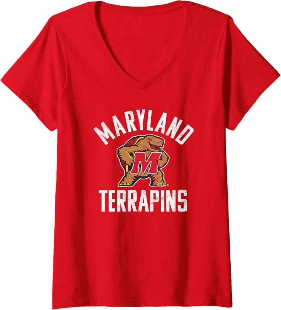 Womens University of Maryland Terrapins Large V-Neck T-Shirt | Amazon (US)