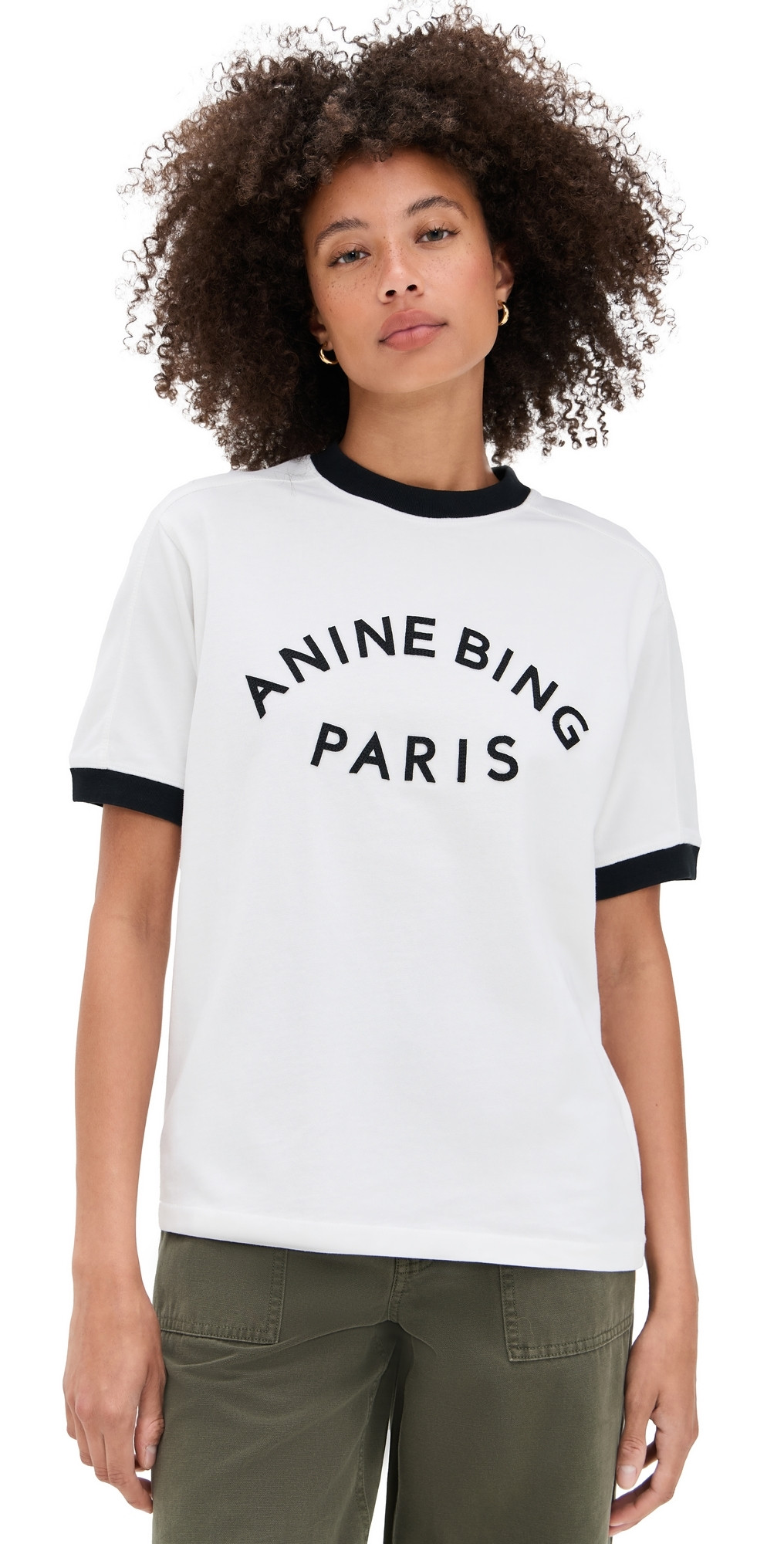 ANINE BING Jaylin Tee Paris Ivory S | Shopbop