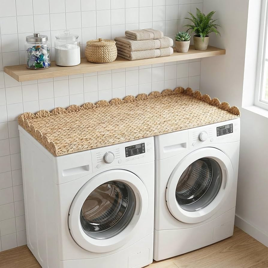 Coeusy Wicker Washer Dryer Countertop, 54" W x 27.5" D Water Hyacinth Woven Washer and Dryer Coun... | Amazon (US)