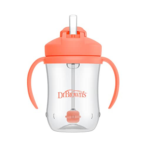 Dr. Brown's Milestones Baby's First Straw Cup, Training Cup with Weighted Straw, 9 oz/270 mL, BPA-free, 6m+, Coral, 1-Pack | Amazon (US)