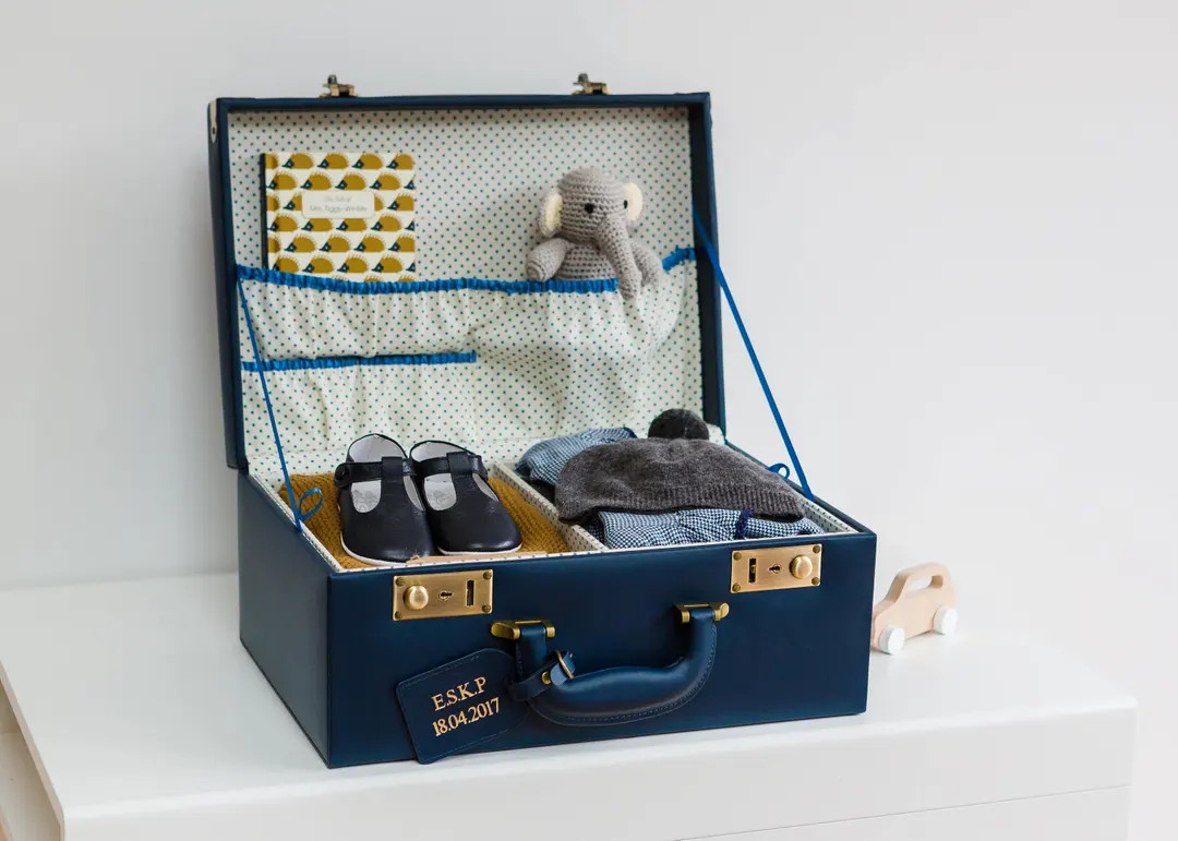 Baby Keepsake Box Navy Blue Memory Box Gift for New Baby Vintage Nursery Décor Baby Boy Gift Bab... | Etsy (US)