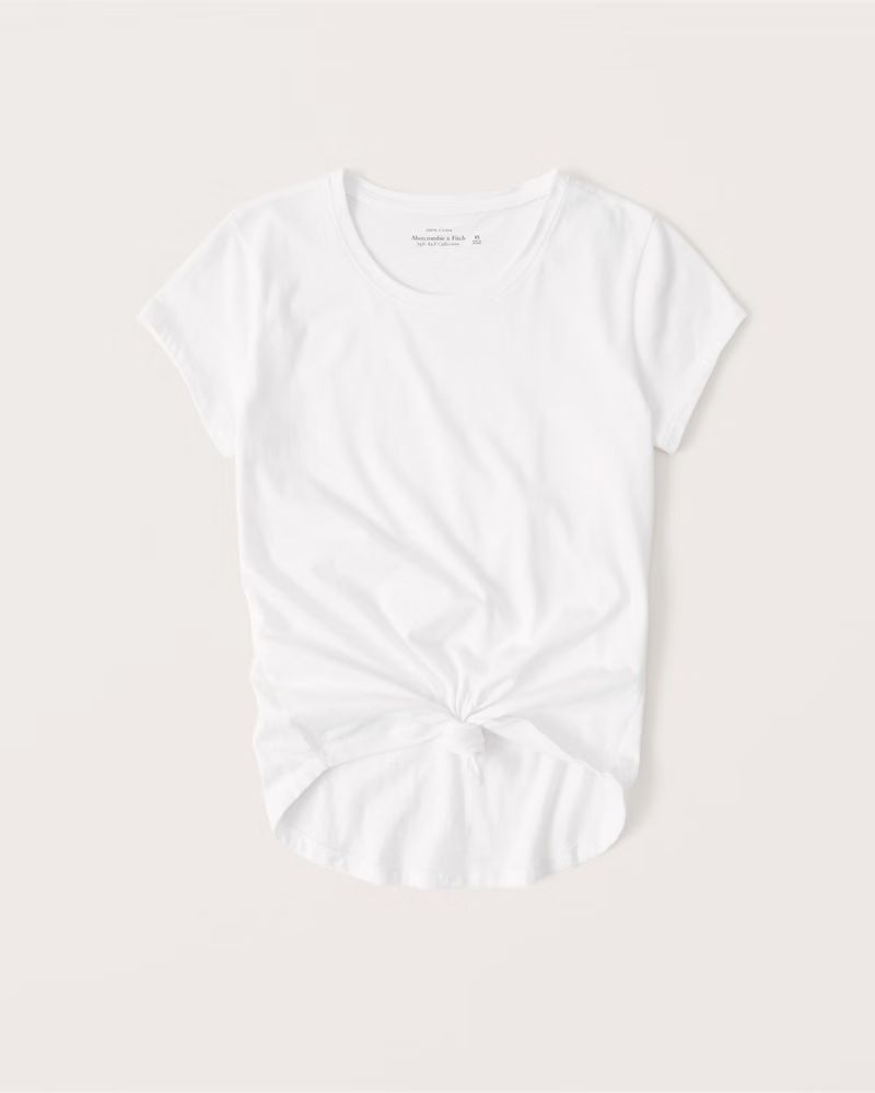 Abercrombie & Fitch Women's Knotted Crew Tee in White - Size XXS | Abercrombie & Fitch (US)