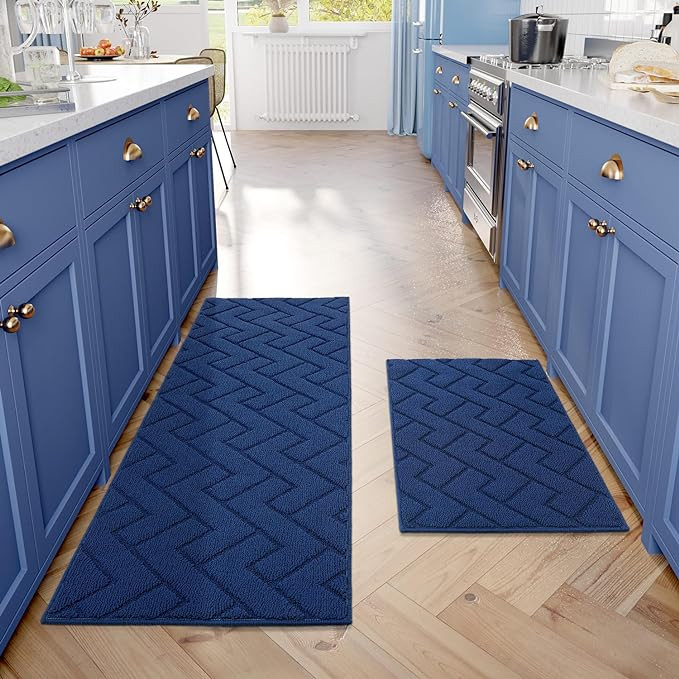 hicorfe Kitchen Rugs and Mats Sets,2 Pieces Super Absorbent Polypropylene Non-Slip Rug,Soft Comfo... | Amazon (US)