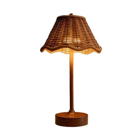 Cordless Table Lamp with Wicker Shade,Rechargeable LED Table Light with 3 Color Touch Control,Bat... | Walmart (US)