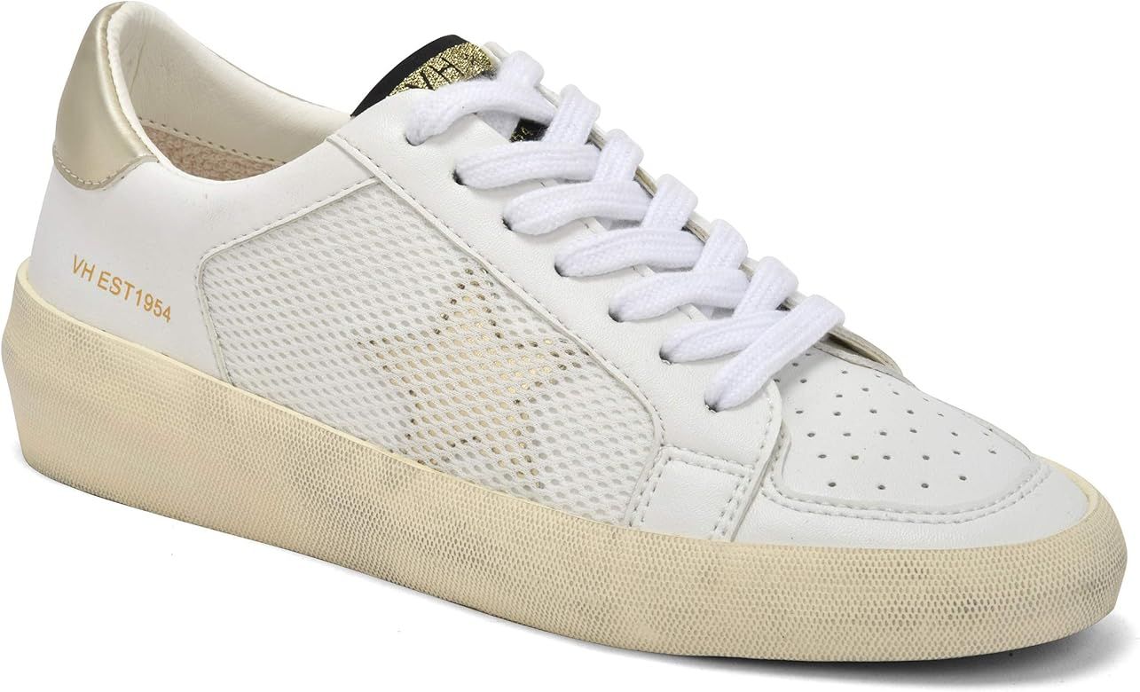 VINTAGE HAVANA Womens Gold Eye Lace Up Sneakers Shoes Casual - White | Amazon (US)
