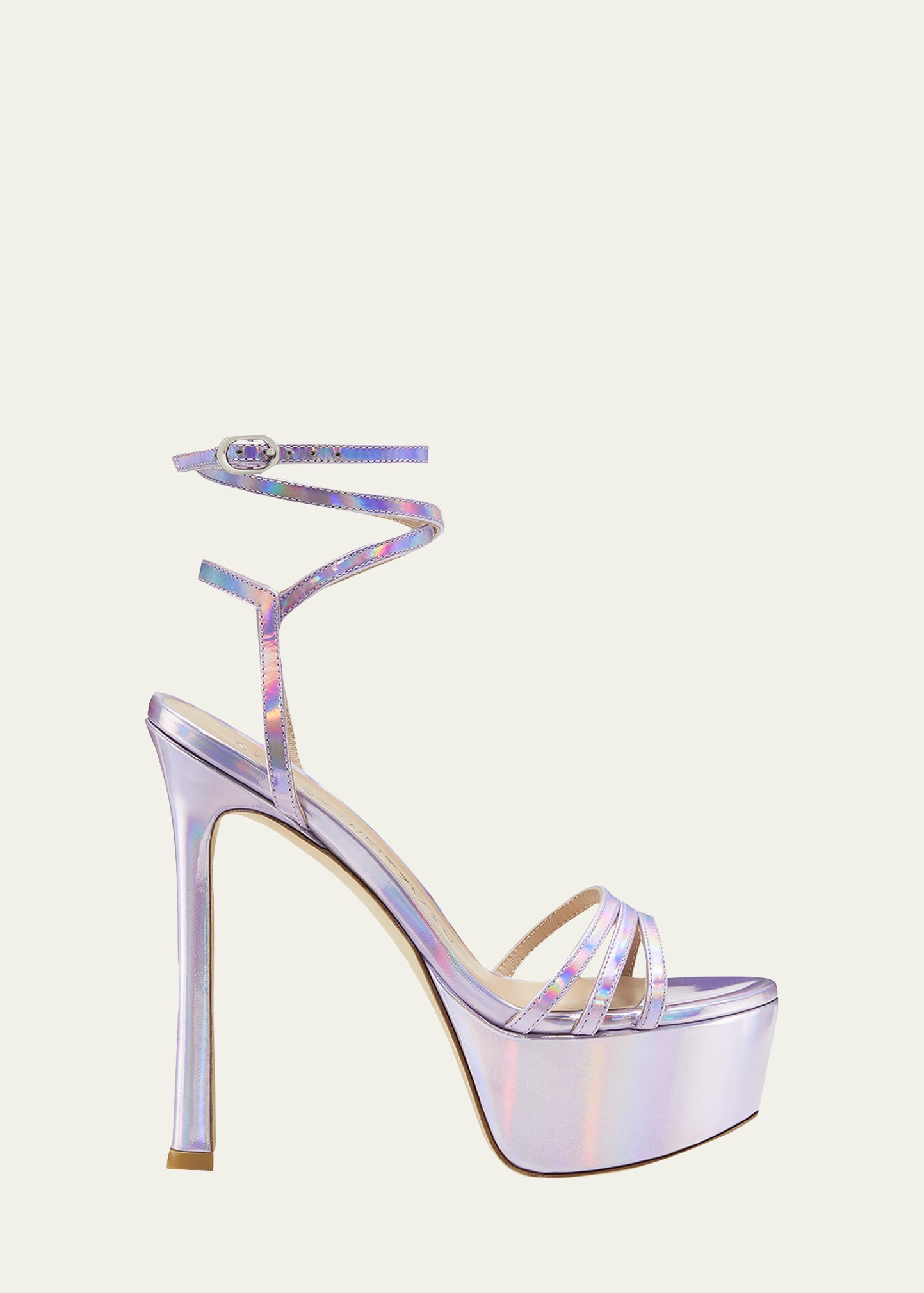 Soiree Iridescent Ankle-Strap Platform Sandals | Bergdorf Goodman