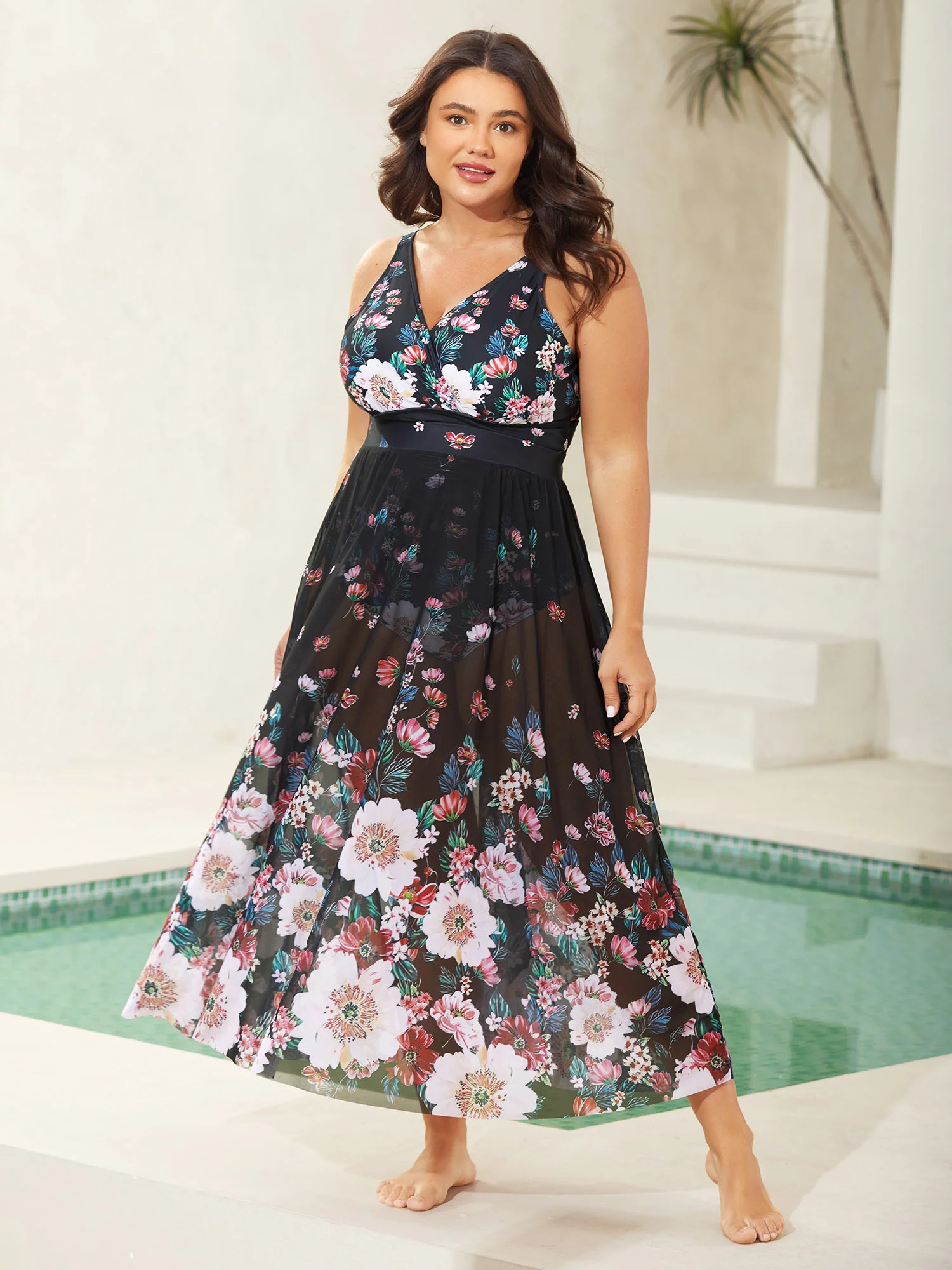 Two-Piece Floral Print Sarong, Swimsuit | Bloomchic