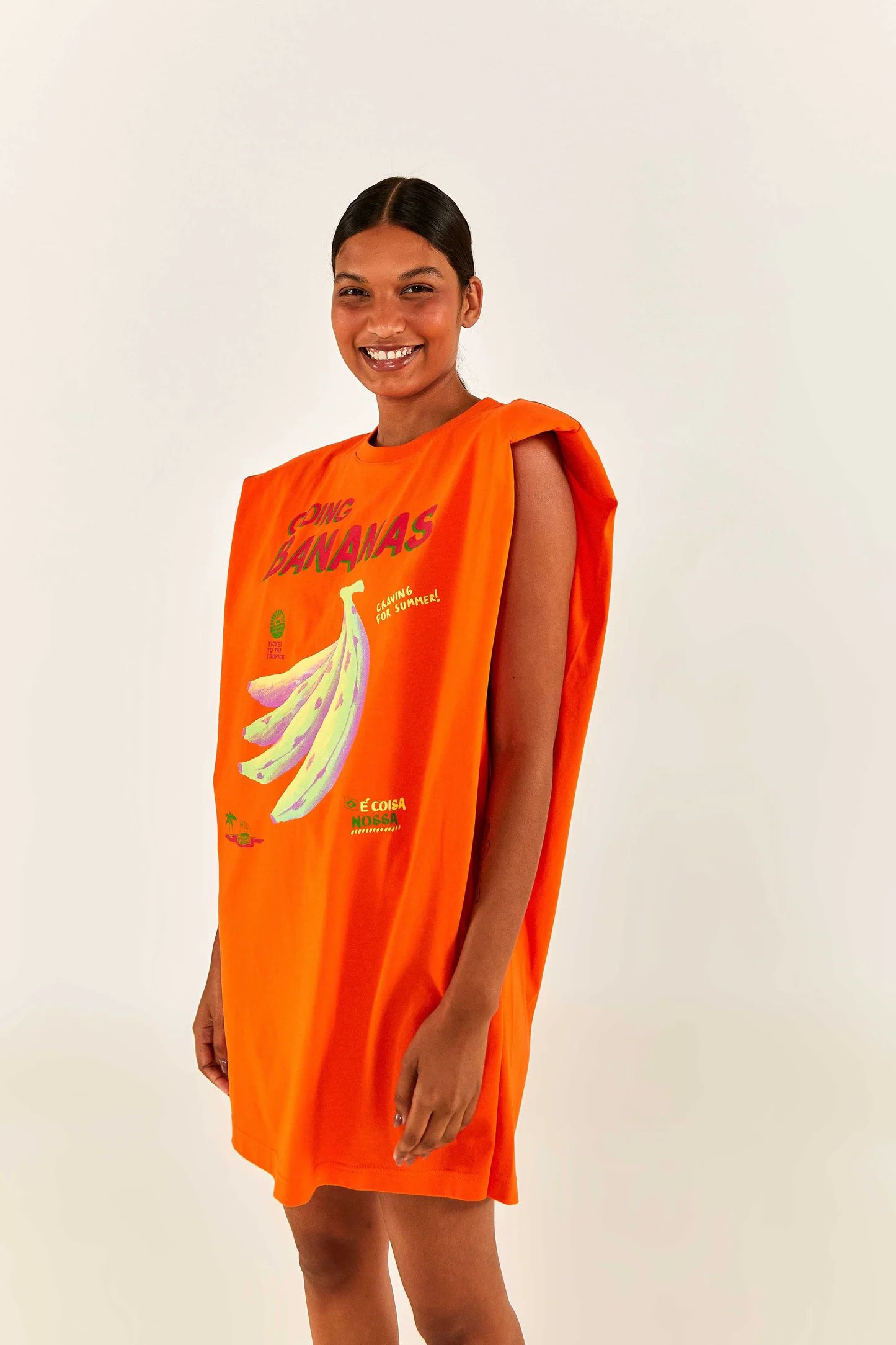 Orange T-Shirt Dress | Going Bananas Print | FarmRio