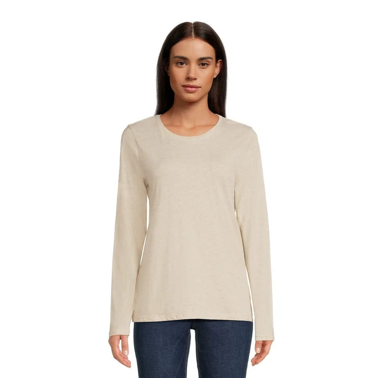 Time and Tru Women's Long Sleeve T-Shirt, Sizes S-XXXL | Walmart (US)