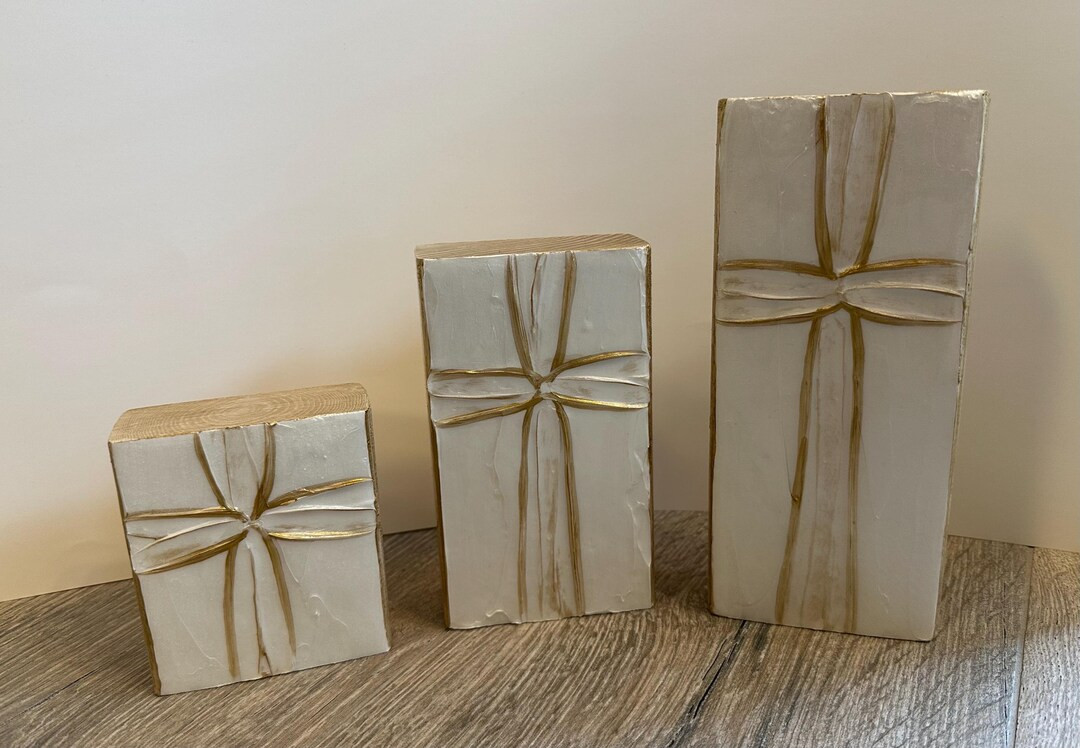 Rustic Gold Cross Hand Painted Textured Art Block by Two Girls Who Make Crosses - Etsy | Etsy (US)