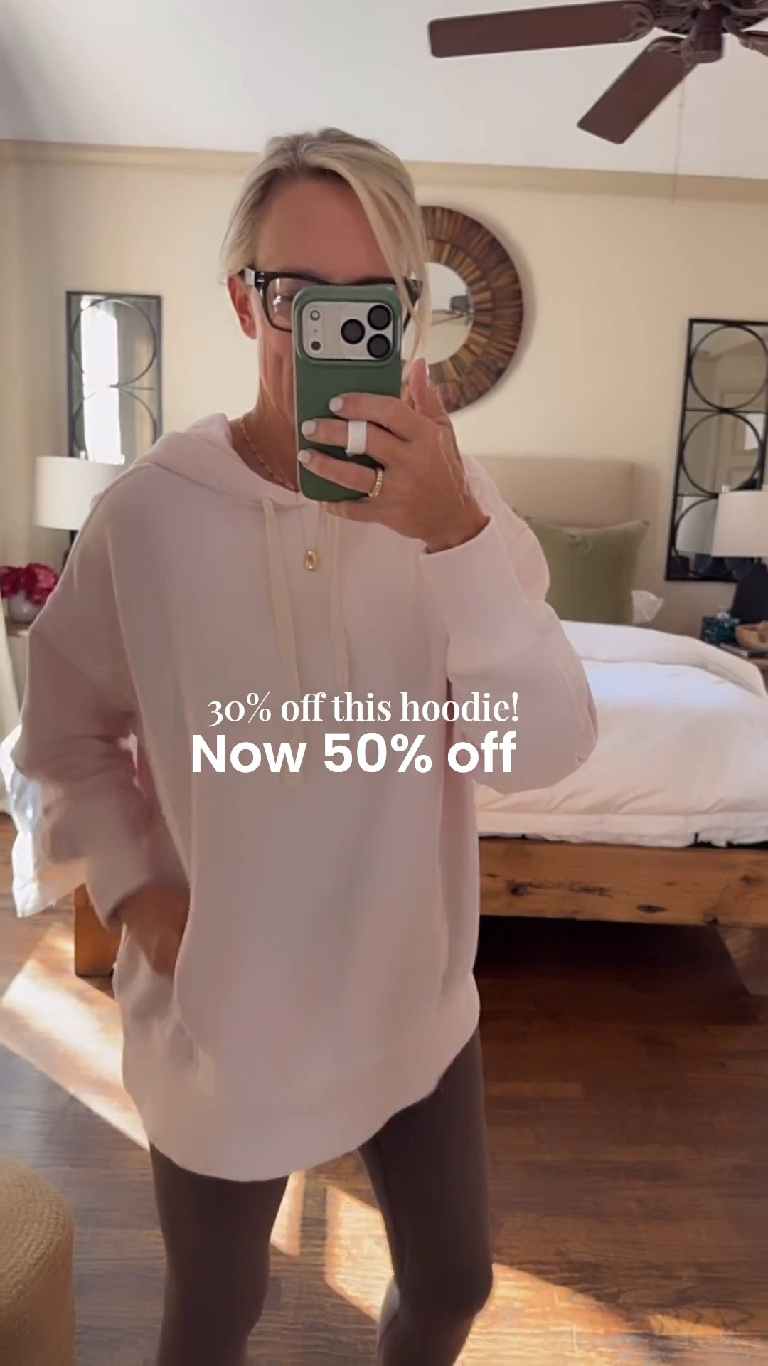 Loving hoodies lately 

This one is 30% off currently comes in four colors. This is called pink pedal.
Size down one size. 

Spanx booty boost - I size up to medium 
CSWANSONXSPANX 15% off first time customers ￼

This color of leggings appears to currently be out of stock

@Aerie 



#LTKdayinmylife #LTKOver40 #LTKgrwm