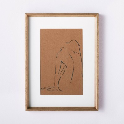 12" x 16" Woman Figural Sketch Framed Wall Art Tan - Threshold™ designed with Studio McGee: Female Figure Lithograph, Polystyrene Frame | Target