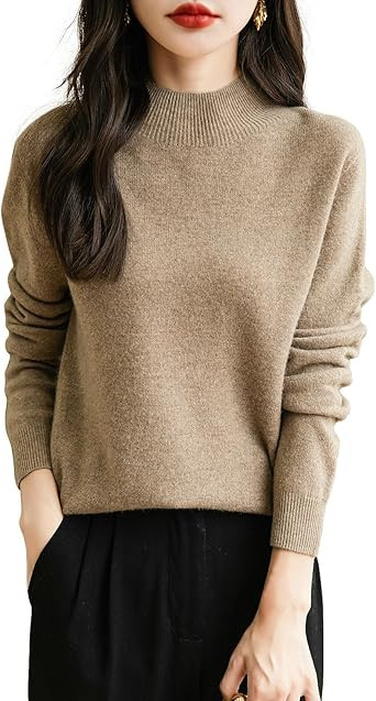 Chanyarn Women's 100% Merino Wool Seamless Sweater Mock Neck First-Line Ready to Wear Long Sleeve... | Amazon (US)