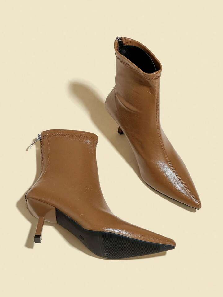 Perfect With Pants , Women's Mocha Ankle Boots And Short Boots, 7cm High Heels, Comfortable And F... | SHEIN