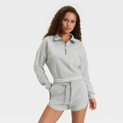 Women's French Terry 1/2 Zip Sweatshirt - JoyLab™ Heathered Gray XL | Target