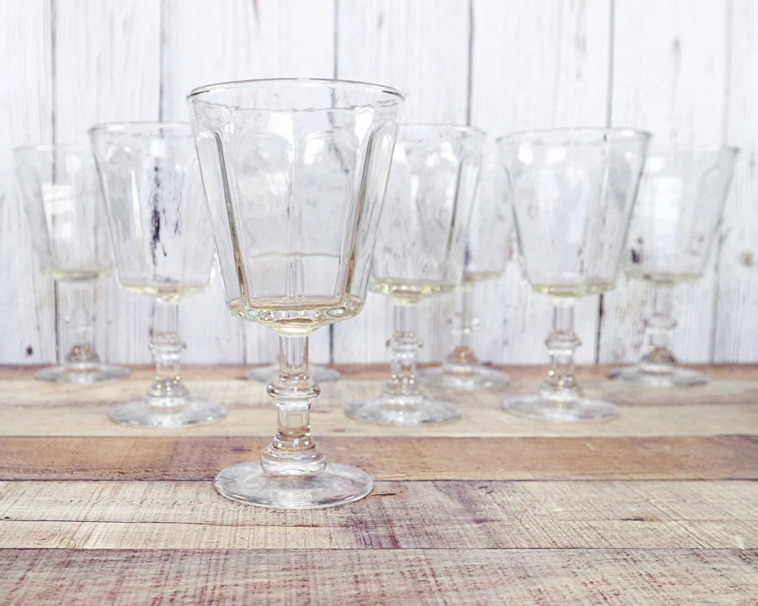 Ten Vintage Anchor Hocking Water Wine Goblets Glasses Courtney Clear | Retro Classic Colonial Cou... | Etsy (US)