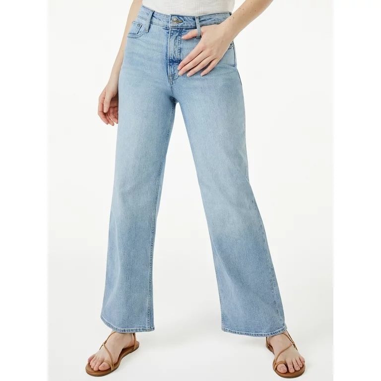 Free Assembly Women's High Rise 70’S Full Wide Leg Straight Jeans - Walmart.com | Walmart (US)