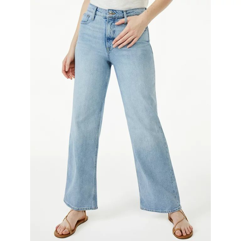 Free Assembly Women's High Rise 70’S Full Wide Leg Straight Jeans - Walmart.com | Walmart (US)