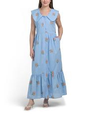 Oversized Collar Embroidered Floral Maxi Dress | TJ Maxx