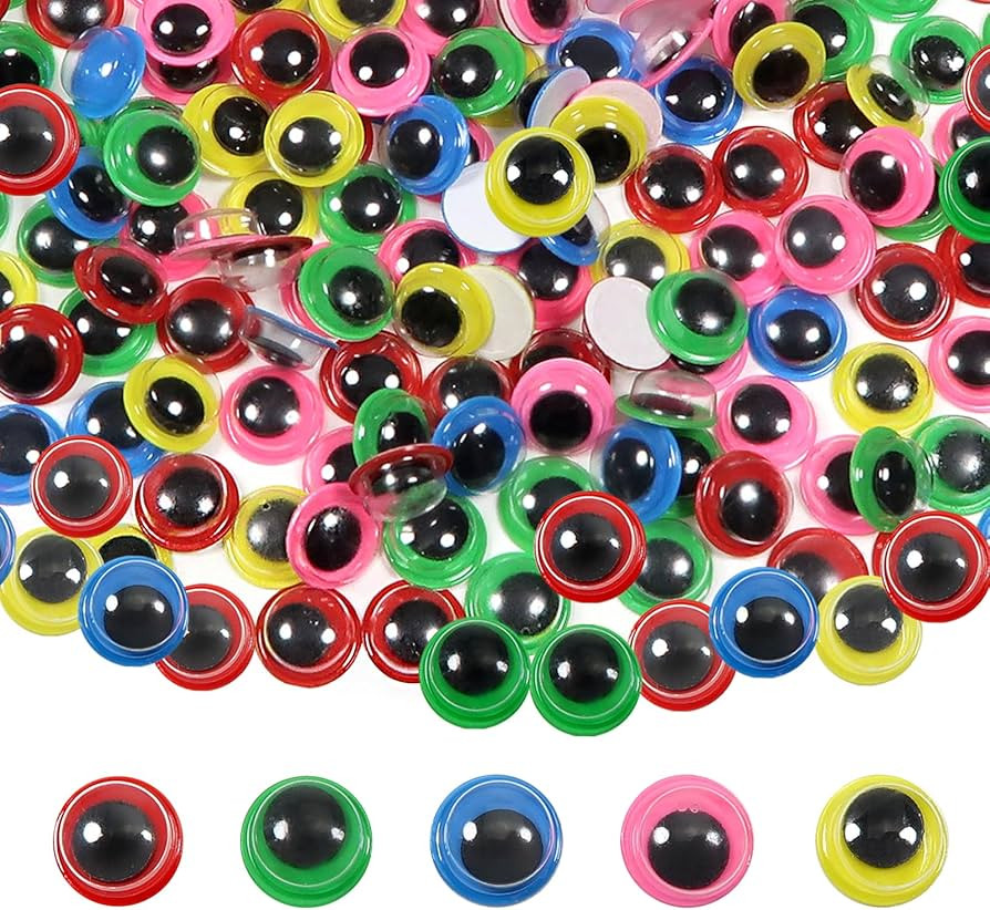 TOAOB 300pcs 15mm Multi Colors Googly Wiggle Eyes with Self Adhesive Round Plastic Craft Sticker ... | Amazon (US)