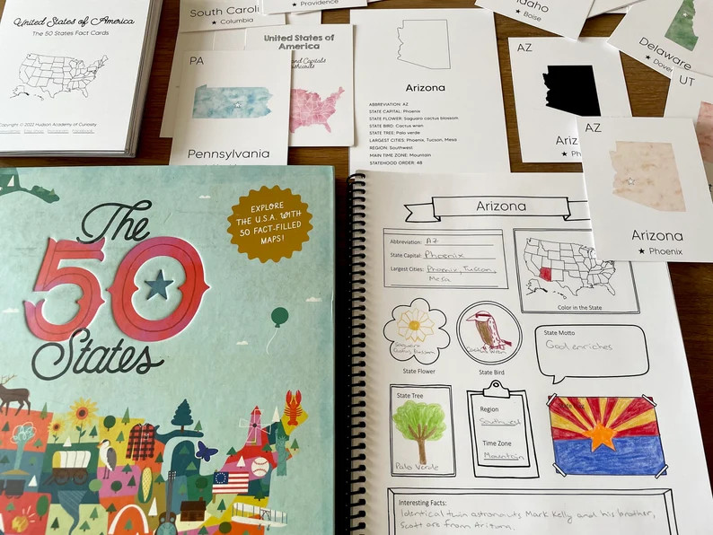 USA 50 States and State Capitals, 50 States of USA Research Journal, 50 USA States Flashcards, Ge... | Etsy (US)