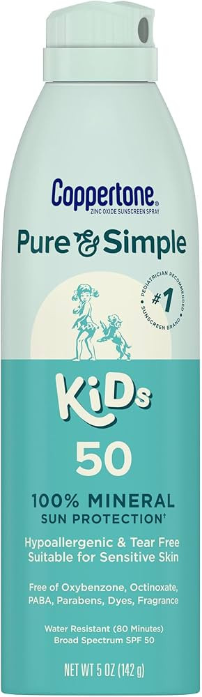 Coppertone Pure and Simple - Protector solar en aerosol para niños, SPF 50, protector solar de a... | Amazon (US)