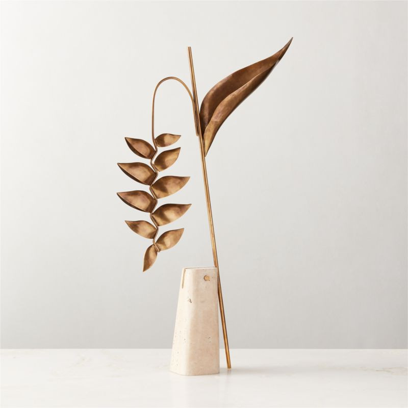 Balizie Brass and Travertine Decorative Table Sculpture + Reviews | CB2 | CB2