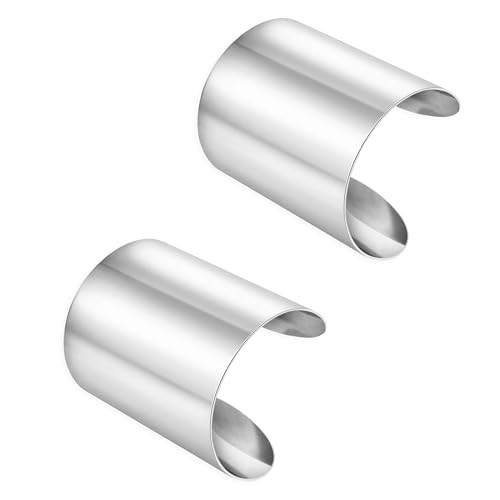 JEWPARK 2PCS Silver Cuff Bracelet for Women Silver Bangle Bracelets Set Silver Cuff Jewelry Silver Open Wide Bracelets Adjustable | Amazon (US)