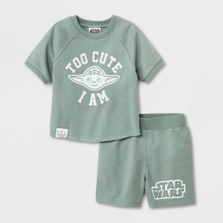 Toddler Boys' Star Wars: The Mandalorian Top and Bottom Set - Green | Target