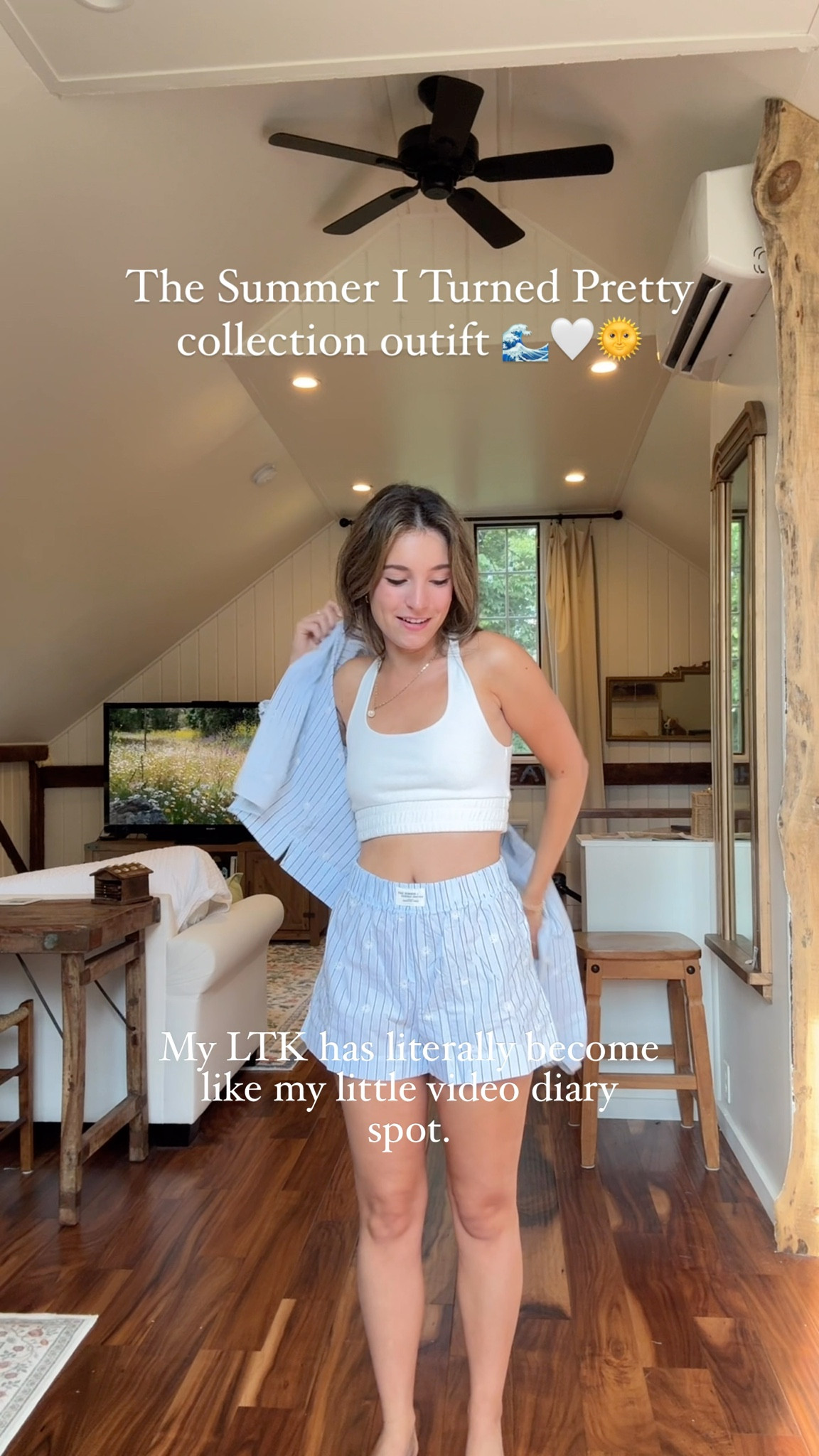 Blue button up set from The Summer I Turned Pretty Collection at American Eagle! Wearing an XXS in the set (perfect fit for me - I am 5 foot 3!) 🤍🌊🌞

#LTKFindsUnder50 #LTKSeasonal #LTKStyleTip