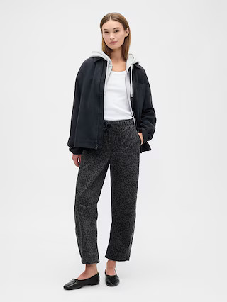 Mid Rise Print Pull-On Barrel Jeans | Gap Factory