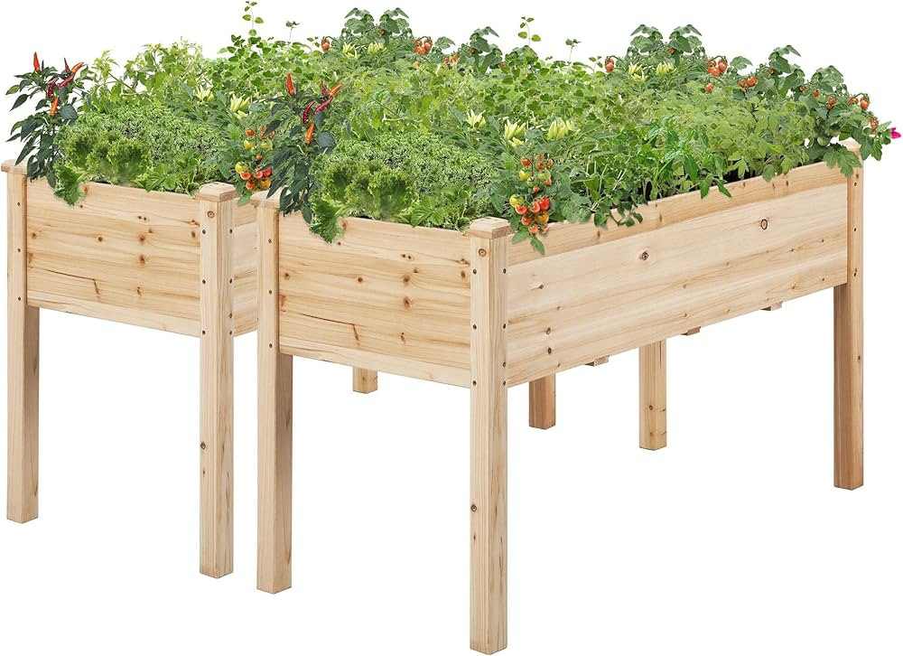 Yaheetech 2pcs Raised Garden Bed 48x24x30in Elevated Wooden Horticulture Planter Box with Legs St... | Amazon (US)