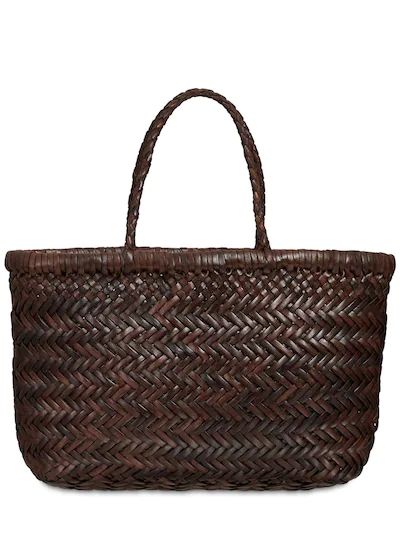 Dragon Diffusion - Mini flat gora leather basket bag - Dark Brown | Luisaviaroma | Luisaviaroma