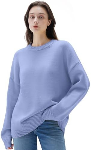 SUUKSESS Women Cashmere Blend Oversized Crew Neck Long Sleeve Pullover Sweaters | Amazon (US)