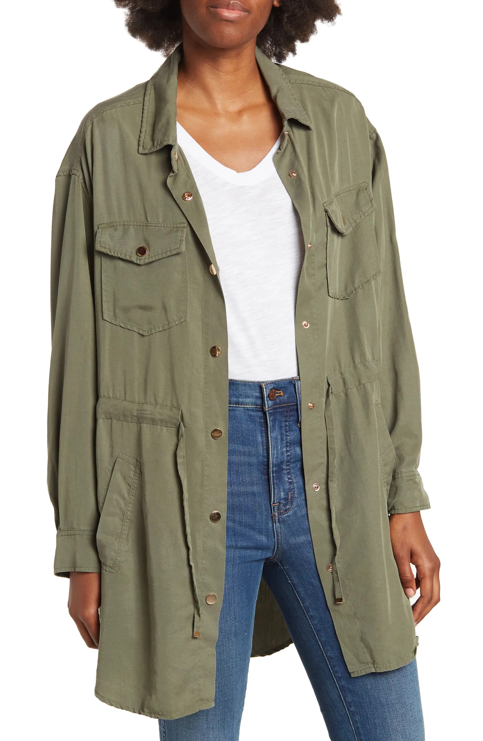 Utility Pocket Drawstring Waist Shacket | Nordstrom Rack