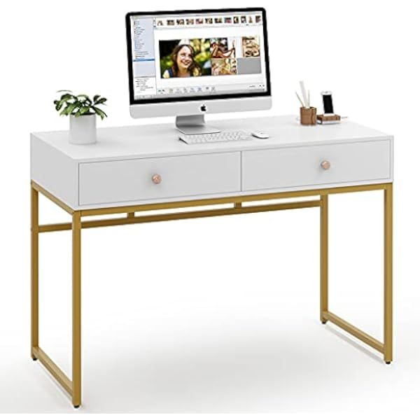 SUPERJARE Vanity Desk with Drawers, 47 inch Computer Desk, Modern Simple Home Office Desks, Makeu... | Amazon (US)