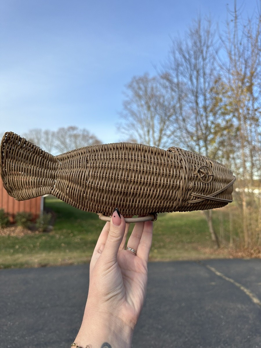 Vintage Mid Century Wicker Rattan Fish Basket | eBay US
