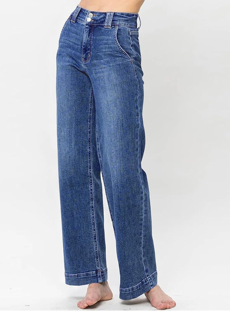 Astylish Women's High Waisted Wide Leg Straight Jeans | Amazon (US)