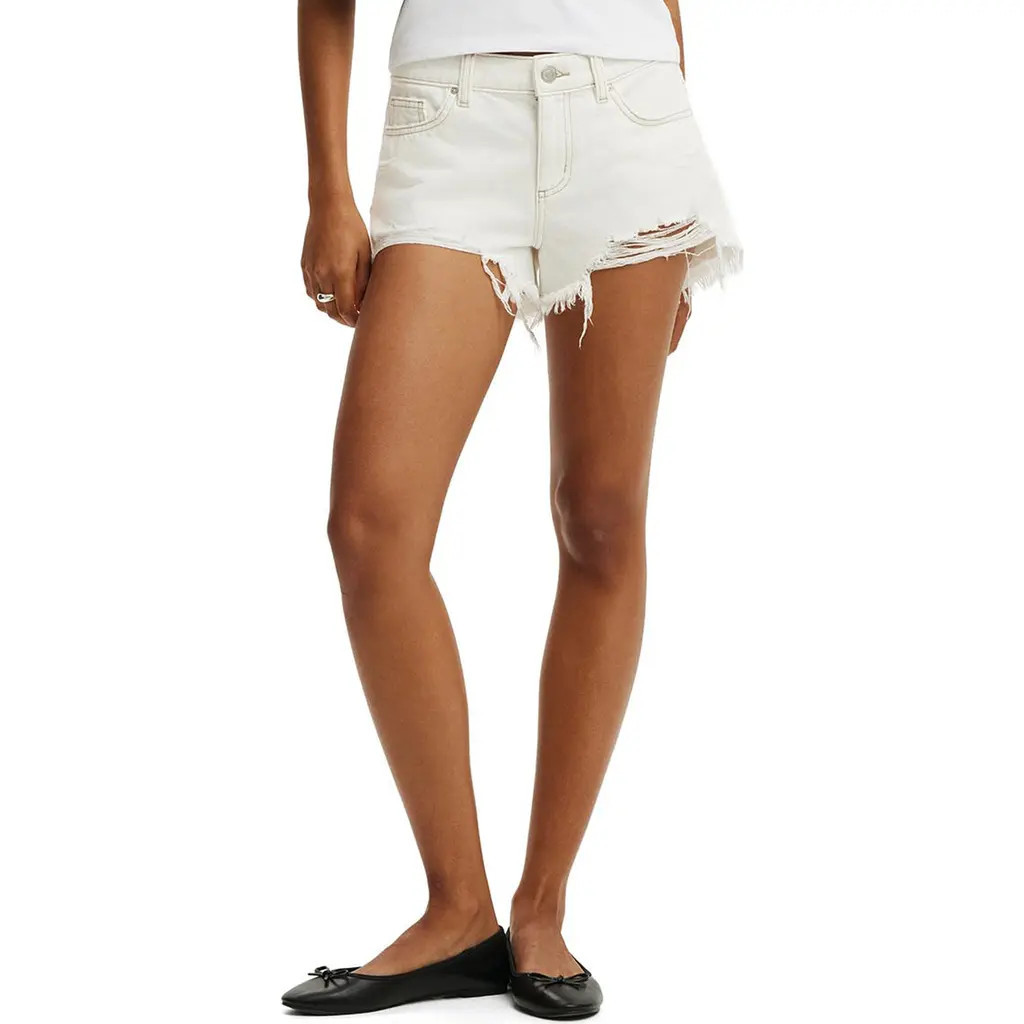 Cotton On Saturday Low Rise Denim Cutoff Shorts in Vintage White at Nordstrom, Size 2 | Nordstrom